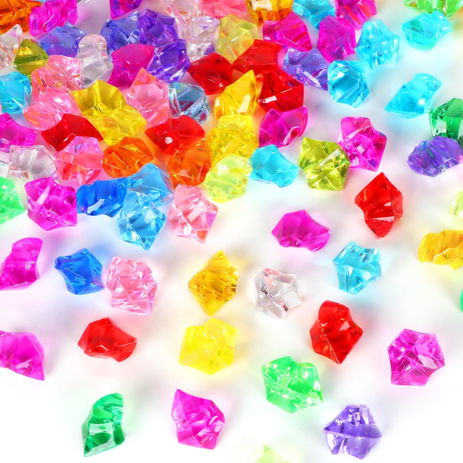 Electric Fireplace Accessory Crystal Stones 1 inch Acrylic Crushed Ice Rocks 1.1 LB, Colorful
