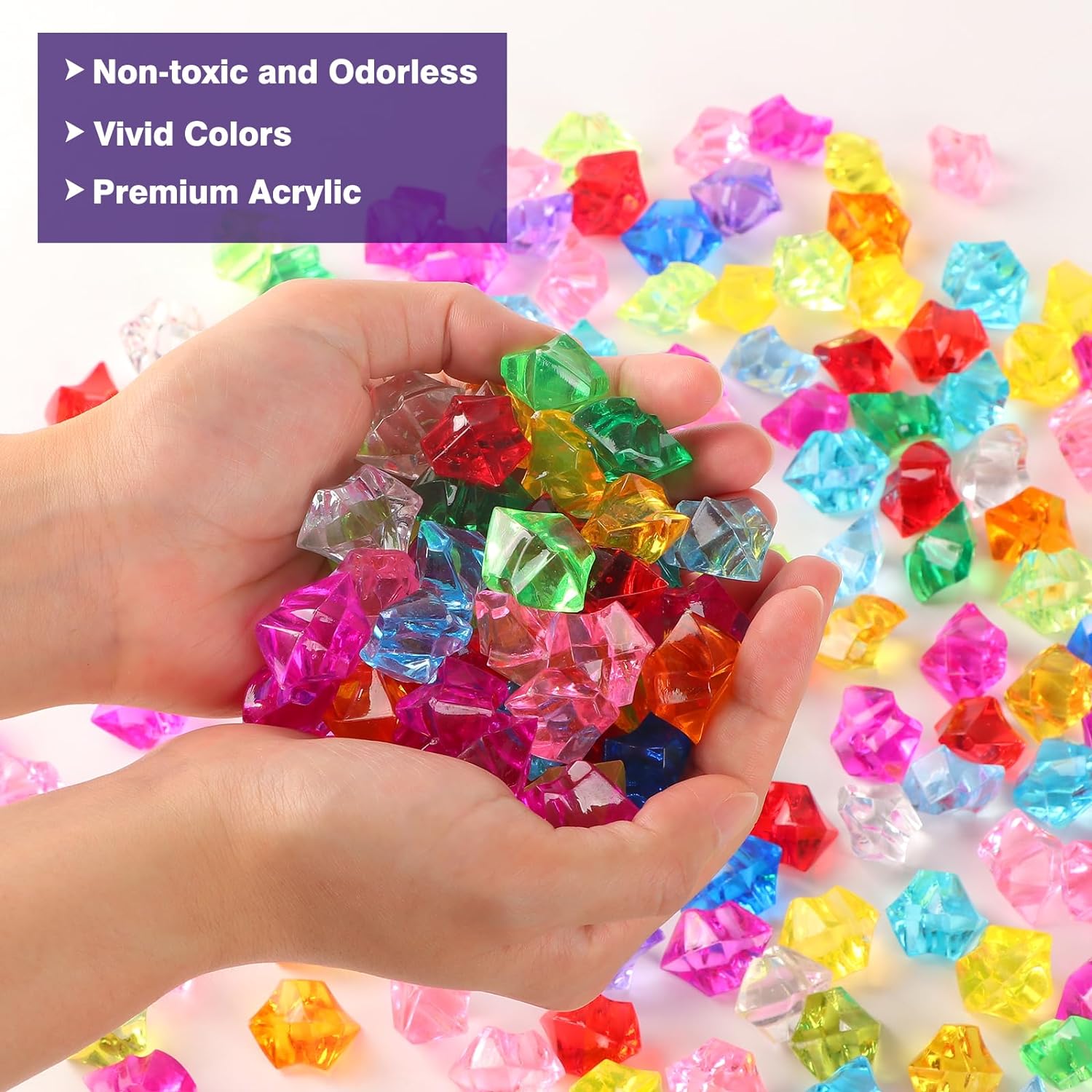 Electric Fireplace Accessory Crystal Stones 1 inch Acrylic Crushed Ice Rocks 1.1 LB, Colorful