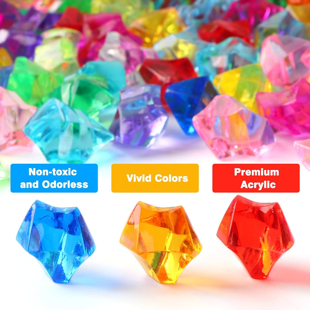 Electric Fireplace Accessory Crystal Stones 1 inch Acrylic Crushed Ice Rocks 1.1 LB, Colorful