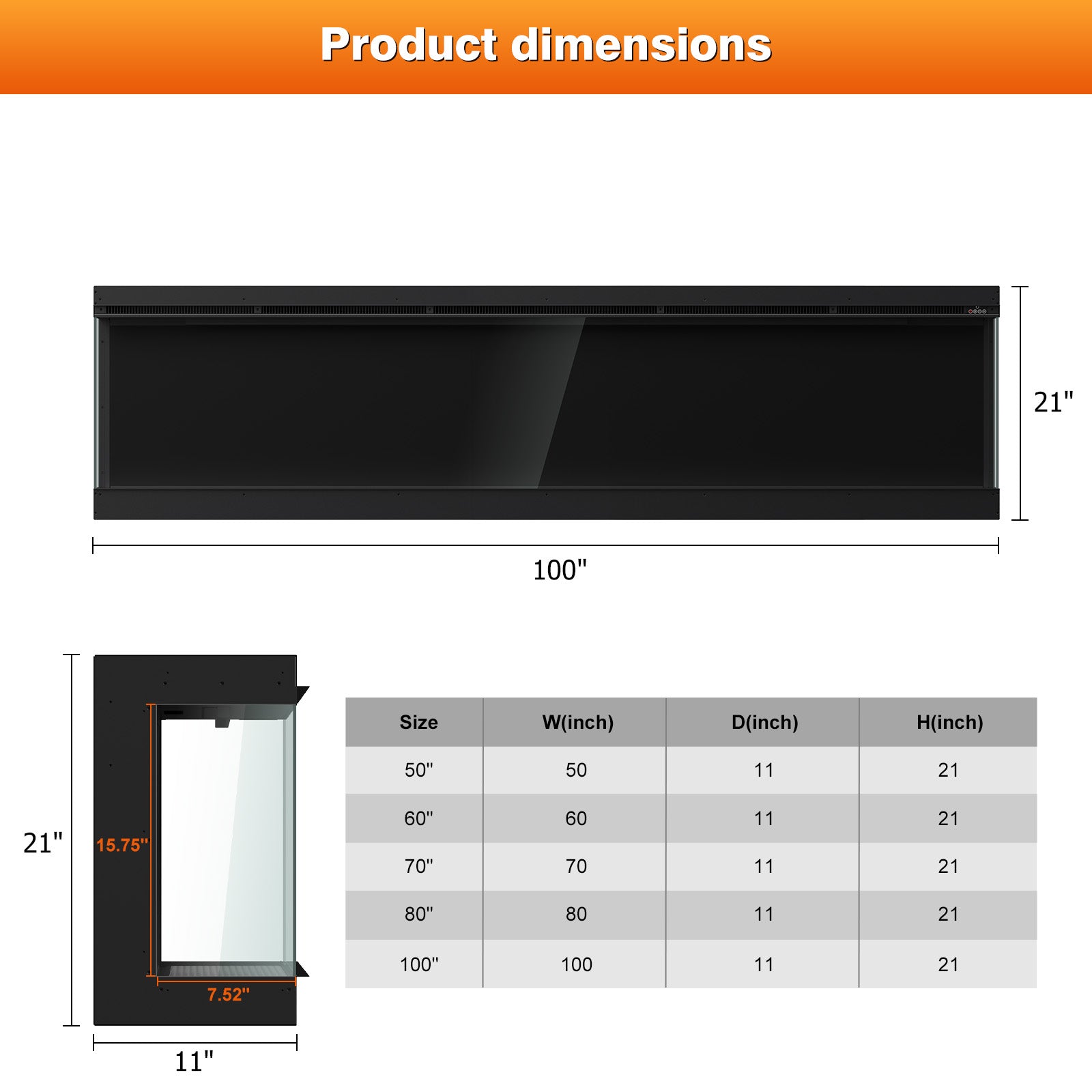 Recessed 3-Sided Electric Fireplace, 100-inch Smart WiFi 251 Flame Colors Combination Inserts Eletric Fire Place Heater for Living Room Indoor Use with Remote Control, Log & Crystals, Black