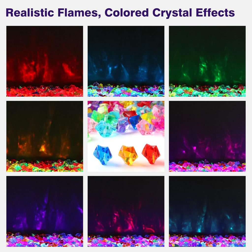 Electric Fireplace Accessory Crystal Stones 1 inch Acrylic Crushed Ice Rocks 1.1 LB, Colorful